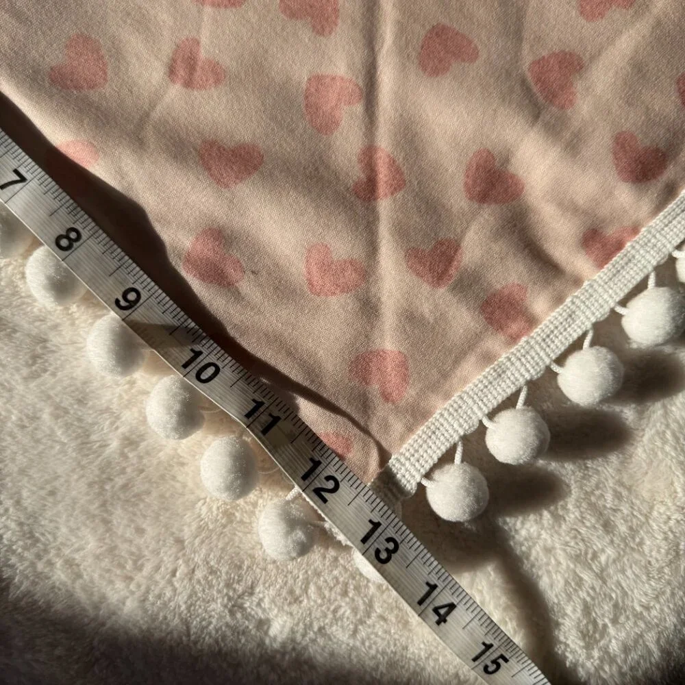 NWT Loic by Design Heart Pattern Dog Bandana with Poms Valentine's Day, Pink, M